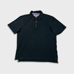 Robert Graham Shirt Mens Medium Black Cotton Casual Preppy Short Sleeve Polo