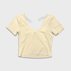 Lululemon Align T-Shirt Cropped Top Womens Size 6 Yellow Athletic Activewear Tee