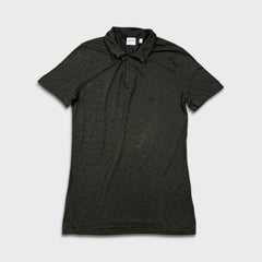 Armani Collezioni Polo Shirt Mens Small Grey Striped Lightweight Knit Tee