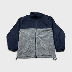 Nautica Jacket Mens Large Blue Reversible Fleece Full Zip Heavy Coat Outdoor