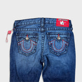 True Religion Jack Big T Jeans Womens 28x32 Blue Slim Straight Low Rise USA Denim Pants