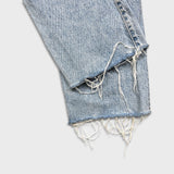 Levi's Ribcage Straight Jeans Womens 28x27 Blue High Rise Light Wash Distressed Denim Pants