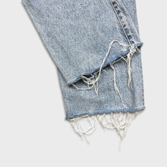 Levi's Ribcage Straight Jeans Womens 28x27 Blue High Rise Light Wash Distressed Denim Pants