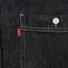 Levi's Denim Shirt Mens Small Black Red Tab Stone Wash Casual Western Button Up
