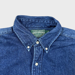 Vintage 90s Polo Country Ralph Lauren Denim Shirt Mens Large Blue Button Up