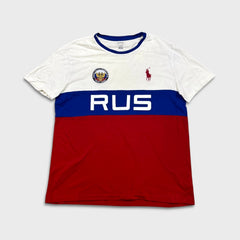 Polo Ralph Lauren Russia T Shirt Mens Medium White RUS Crest Patch Tee