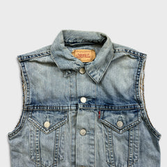 Levi's Vest Jacket Womens Small Blue Light Wash Sleeveless Jean Denim Trucker