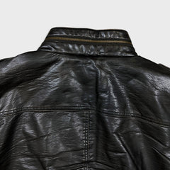 Levi's Faux Leather Jacket Mens Small Brown Aviator Bomber Sherpa Lined Coat