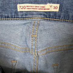 Levi's 720 Jeans Womens 30x30 Blue High Rise Super Skinny Faded Slim Leg Denim Pants