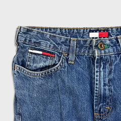 Vintage 90s Tommy Hilfiger Jeans Womens 28x32 Blue Straight Flare Leg Medium Wash Denim Pants