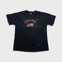 Vintage Y2K NASCAR Racing T Shirt Mens Large Black Sportswear Graphic Faded Tee