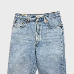 Levi's Ribcage Straight Jeans Womens 29x27 Blue High Rise Light Wash Denim Pants