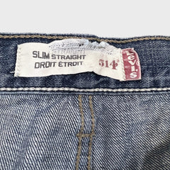 Vintage Y2K Levi's 514 Jeans Mens 32x30 Blue Slim Straight Fit Distressed Dark Wash Faded Pants