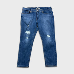 Levi's Boyfriend Jeans Womens 38x27 Blue Relaxed Fit Mid Rise Distressed Denim Pants