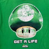 Vintage 2008 Nintendo Super Mario Bros T Shirt Mens Medium Green 1UP Get A Life Tee