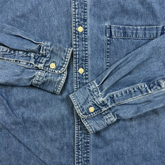 Chaps Ralph Lauren Denim Shirt Mens Large Blue Medium Wash Western Button Up
