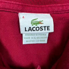 Lacoste Polo Shirt Mens Medium Red Embroidered Logo Classic Preppy Short Sleeve