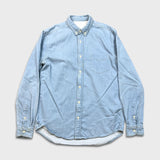 Sandro Paris Oxford Denim Shirt Mens XS Blue Casual Light Wash Button Up