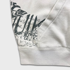 Vintage Y2K Quiksilver Hoodie Mens Small White Full Zip Surf Skater Hooded Sweater