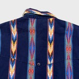 Vintage 90s Wrangler Shirt Mens XL Blue Faded Western Aztec Casual Button Up