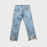 Carhartt B18 STW Jeans Mens 37x30 Traditional Fit Taper Faded Distress Workwear Pants