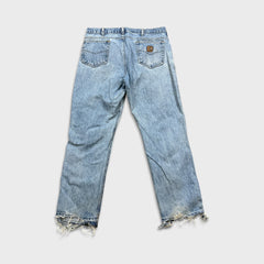 Carhartt B18 STW Jeans Mens 37x30 Traditional Fit Taper Faded Distress Workwear Pants