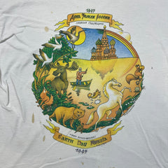 Vintage 1997 Earth Day Russia T Shirt Mens Large White Art Graphic Nature Tee