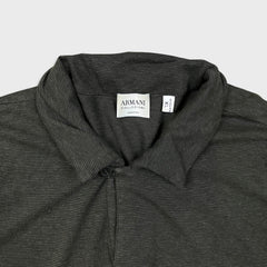 Armani Collezioni Polo Shirt Mens Small Grey Striped Lightweight Knit Tee