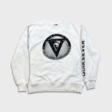 Vintage Y2K Quiksilver Sweatshirt Mens Small White Surf Skater Graphic Pullover
