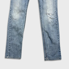 Diesel Jeans Mens 32x31 Blue Thavar Slim Skinny Light Wash Distressed Denim Pants