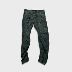 G-Star Raw Pants Mens 29x28 Green Camo Powel 3D Tapered Cuffed Cargo Trousers