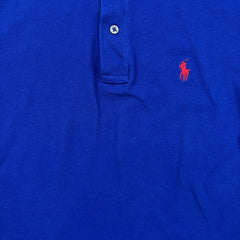 Vintage 90s Polo Ralph Lauren Shirt Womens Large Blue The Skinny Polo Preppy
