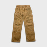 Vintage 90s Carhartt Pants Mens 34x32 Beige Original Fit Double Knee Distressed USA