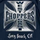 Vintage Y2K West Coast Choppers Long Sleeve Shirt Mens XL Blue Long Beach CA Faded