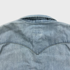 Levi's Denim Shirt Mens Large Blue Light Wash Casual Western Jean Pearl Snap