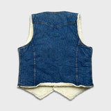 Vintage 80s Levi's Vest Jacket Mens Medium Blue Orange Tab Sherpa Lined Western Denim