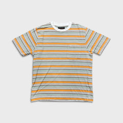 Beams Plus Pocket T Shirt Mens Small Orange Striped Short Sleeve Tee
