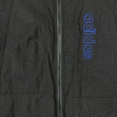 Vintage 90s Adidas Jacket Mens Large Black Stripe Spell Out Oversized Coat