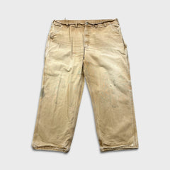 Carhartt B11 Pants Mens 44x30 Beige Loose Straight Duck Dungaree Fit Distressed