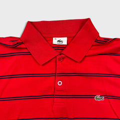 Vintage Lacoste Shirt Mens XL Red Classic Striped Preppy 90s Polo Short Sleeve
