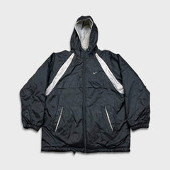 Vintage Y2K Nike Sportswear Jacket Mens Small Black Reversible Fleece Swoosh Coat