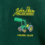 Vintage 80s  John Deere Jacket Mens Large Green Welland Works Loader Wool Leather Varsity