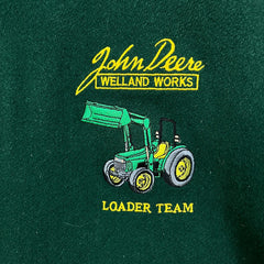 Vintage 80s  John Deere Jacket Mens Large Green Welland Works Loader Wool Leather Varsity