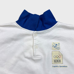 Vintage 90s Xerox Winter Olympics Sweatshirt Mens XL White Button Up Pullover Crewneck