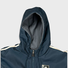 Vintage 90s Adidas Jacket Mens Medium Blue Stripe Reversible Fleece Full Zip Coat