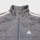 Vintage 90s Adidas Fleece Mens Large Gray Full Zip 3 Stripes Essentials Spell Out Jacket