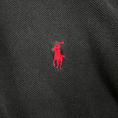 Vintage 90s Polo Ralph Lauren Shirt Mens Medium Black Pony Faded Distressed Short Sleeve