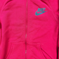Vintage Y2K Nike Sportswear Womens Hoodie Small Pink Swoosh Full Zip Hooded Sweater