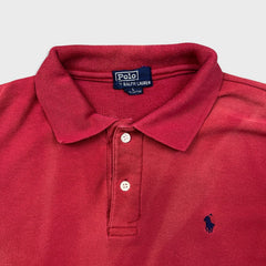 Vintage 90s Polo Ralph Lauren Shirt Mens Large Red Pony Sun Faded Short Sleeve
