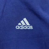 Vintage Adidas 90s Polo Shirt Mens Large Blue 3 Stripes 1/4 Zip Faded Spell Out